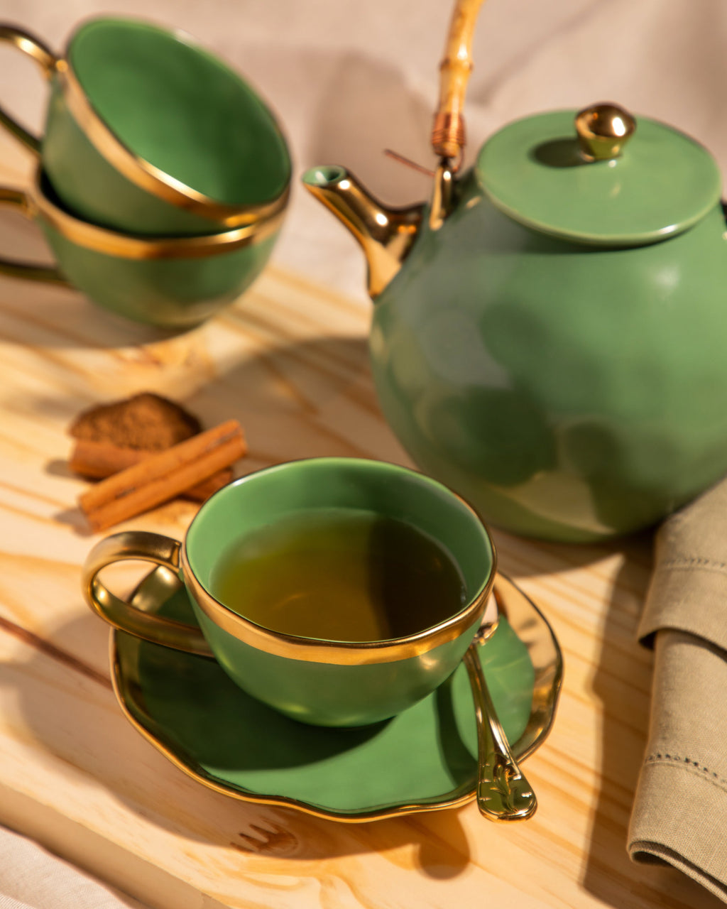 Tea Cup and Saucer Mediterraneo Green
