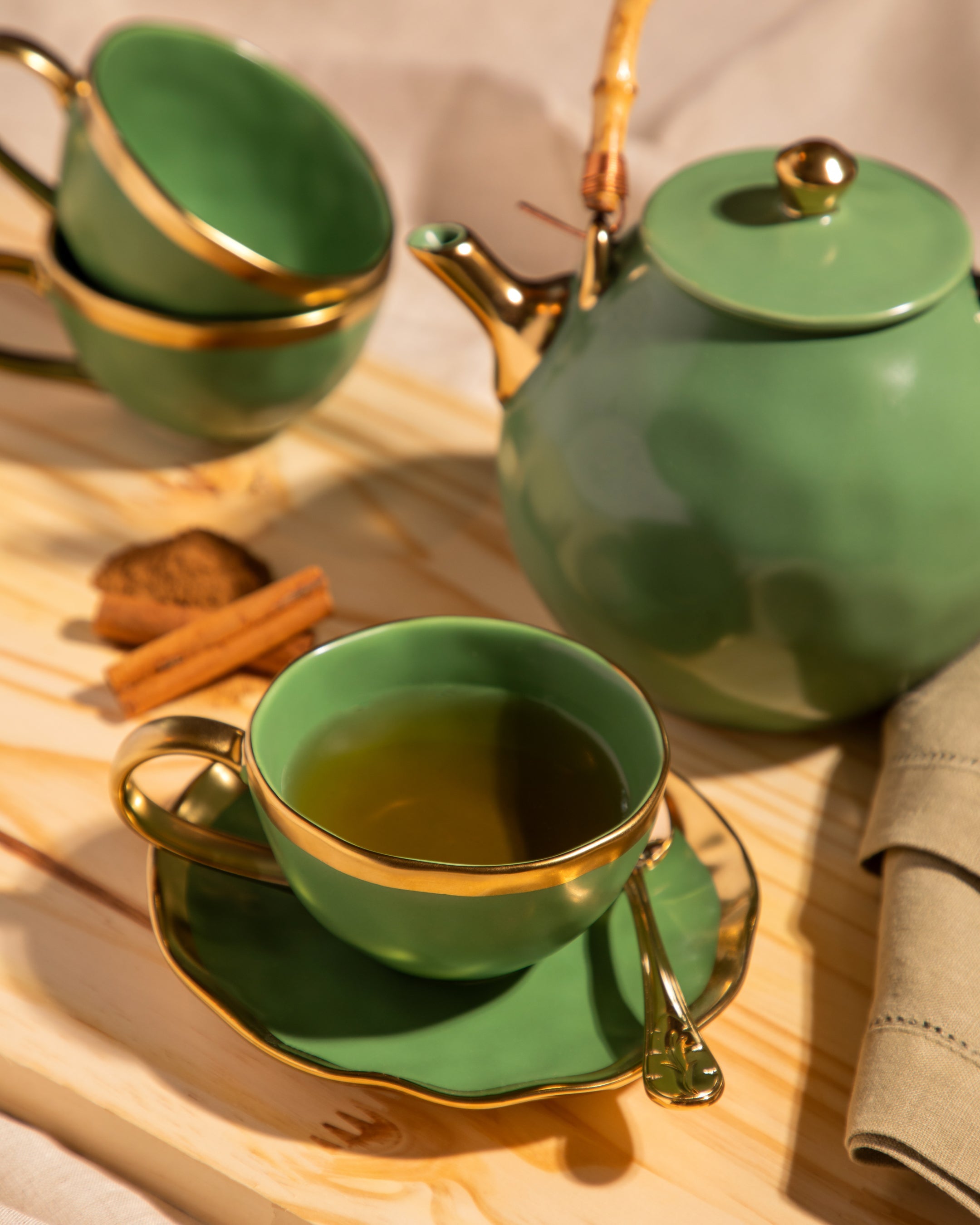 Tea Cup and Saucer Mediterraneo Green