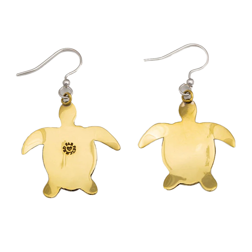 Sea Turtle Love Mixed Metal Earrings
