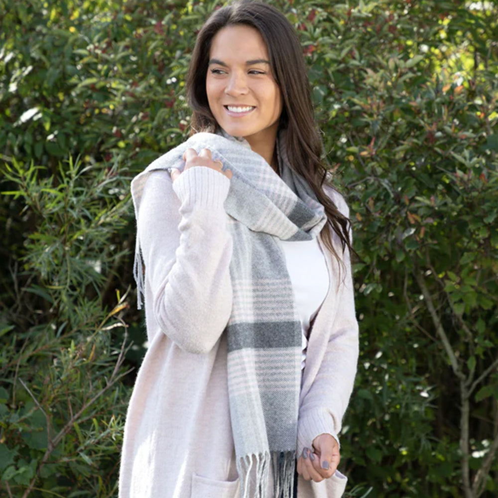 Ukrainian Merino Wool & Cashmere Plaid Scarf