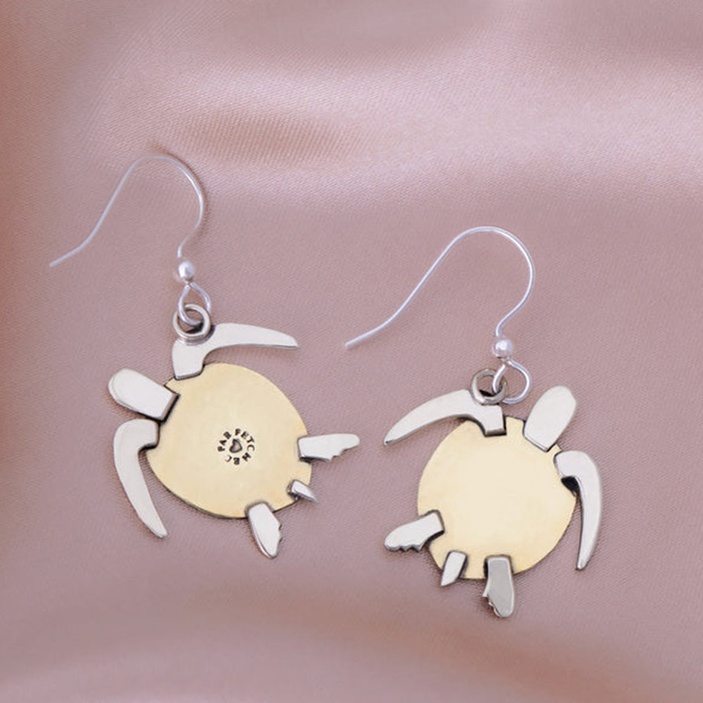 Sweet Sea Turtle Mixed Metal Earrings