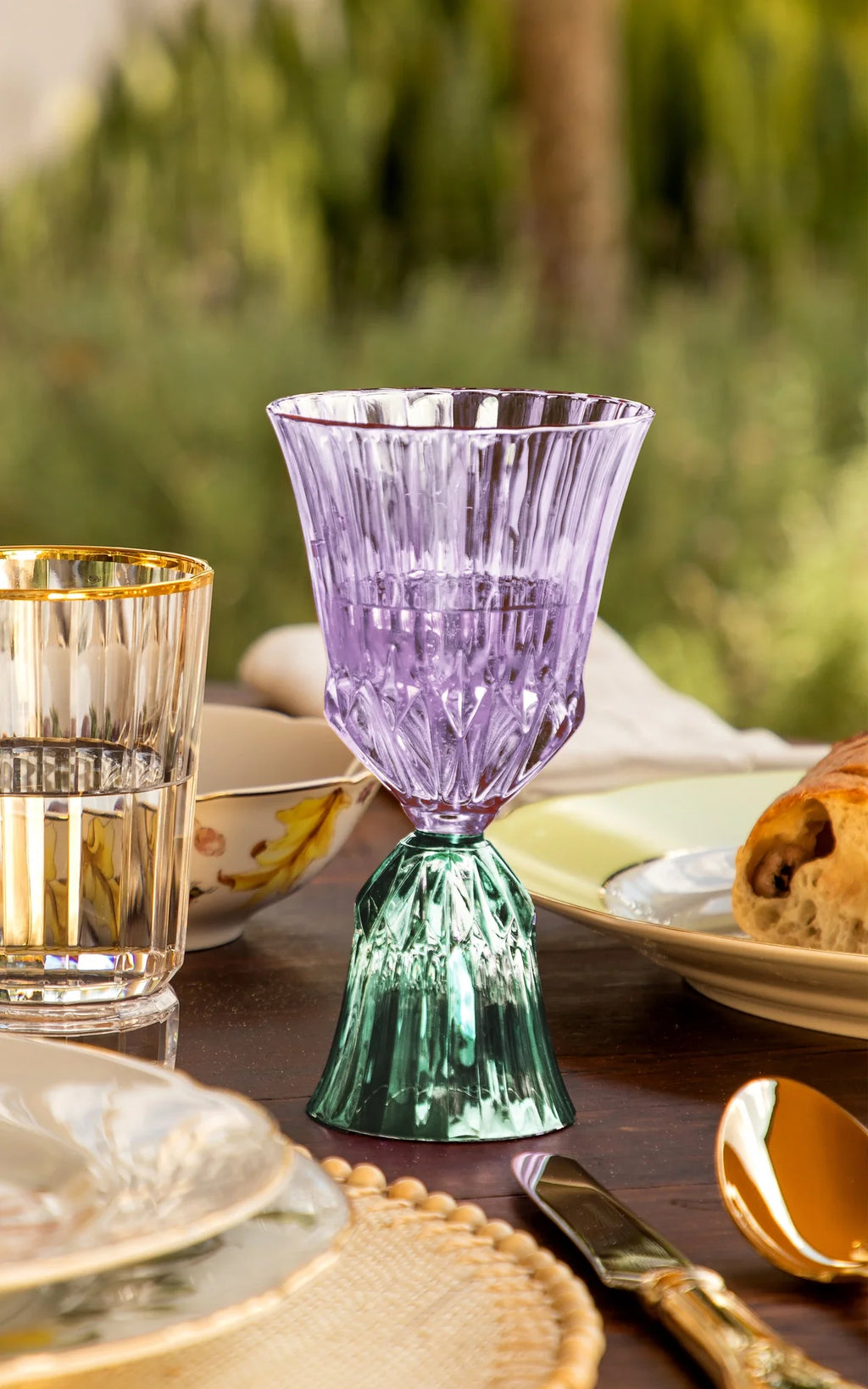 Stemmed Glass Sardegna Purpura & Green