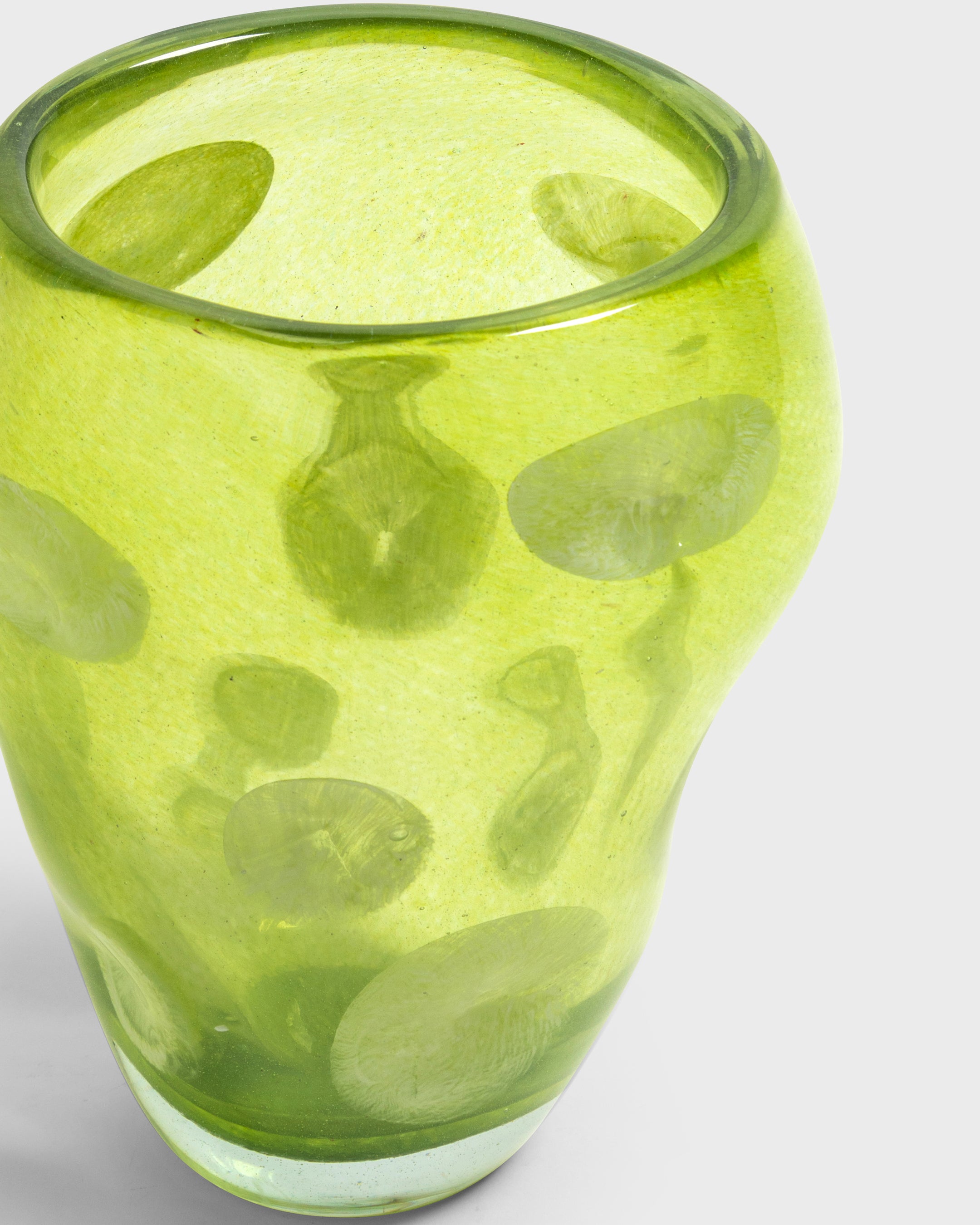 Glass Vase Piemonte Green & White Large